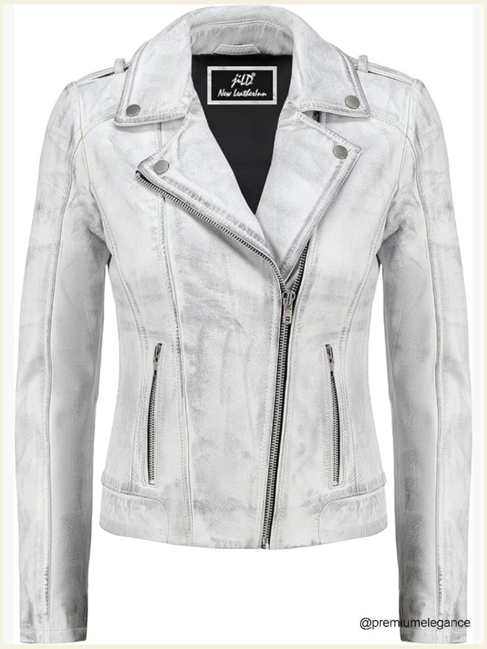 Vintage Biker Style Lambskin Leather Jacket Motorcycle Zip-Up Coat